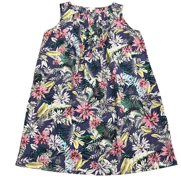 J Jill Love Linen Purple Tropical Floral Sleeveless Dress, 1X - Picture 9 of 11